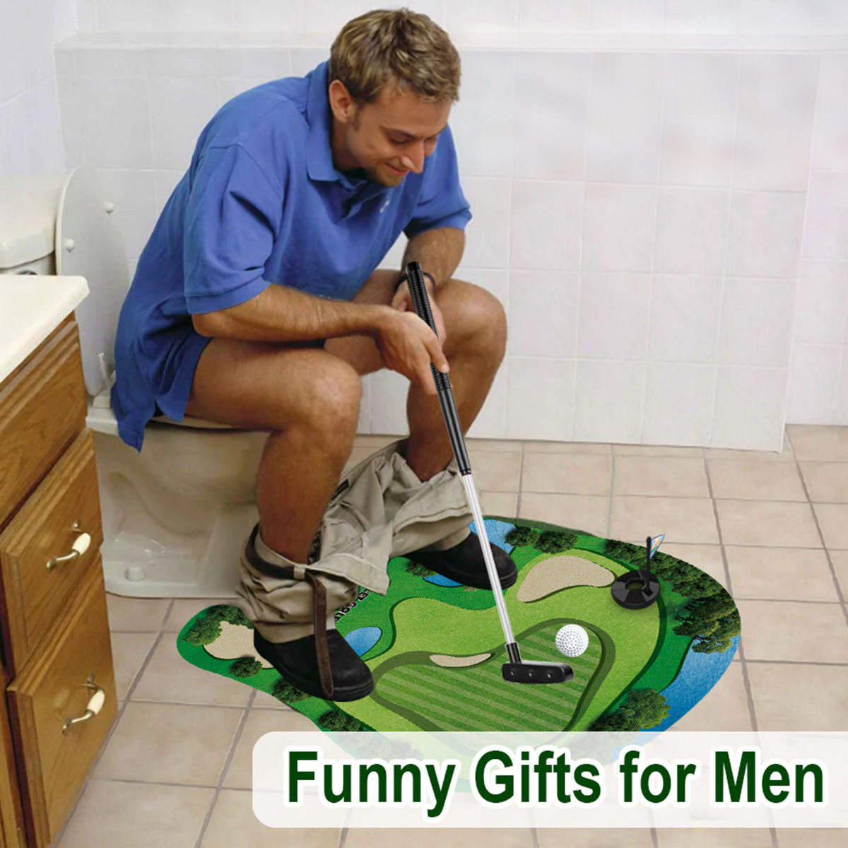 Mini Toilet Golf Game Creative Green Felt Golf Sport Set Portable Relax Mini Golf Practice Set Children Toy
