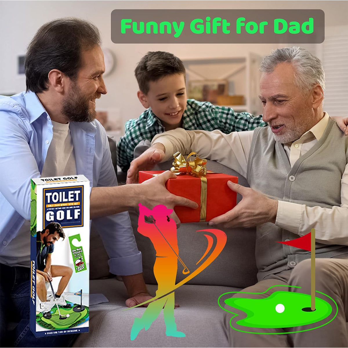 Mini Toilet Golf Game Creative Green Felt Golf Sport Set Portable Relax Mini Golf Practice Set Children Toy