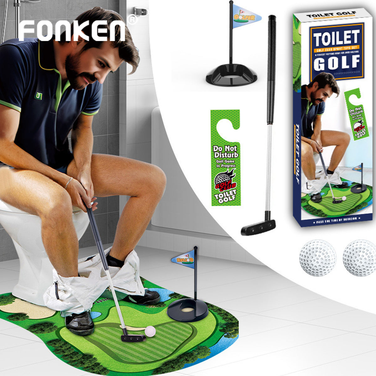 Mini Toilet Golf Game Creative Green Felt Golf Sport Set Portable Relax Mini Golf Practice Set Children Toy
