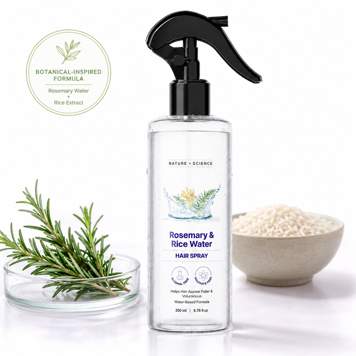 🌿 Bare Anatomy Rosemary Water Spray (200ml) | Hair Growth & Hair Fall Control | Enriched with Rice Water | Natural Extracts | Strengthens Roots & Nourishes Scalp | Fast Absorbing Non‑Greasy Mist | Daily Hair Care for All Types