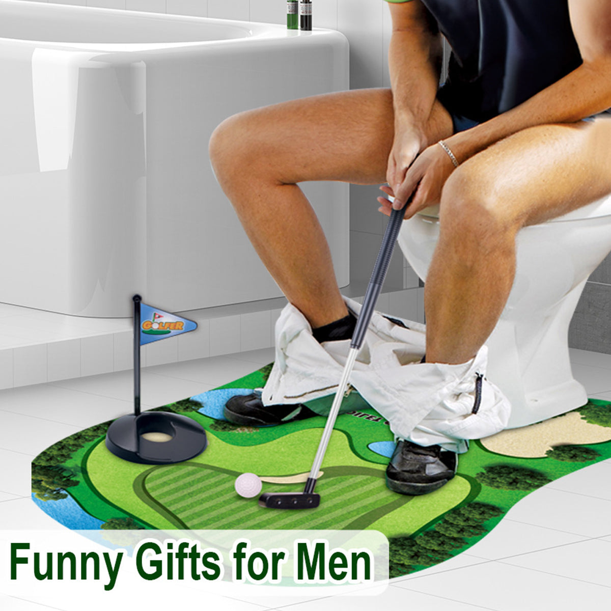 Mini Toilet Golf Game Creative Green Felt Golf Sport Set Portable Relax Mini Golf Practice Set Children Toy