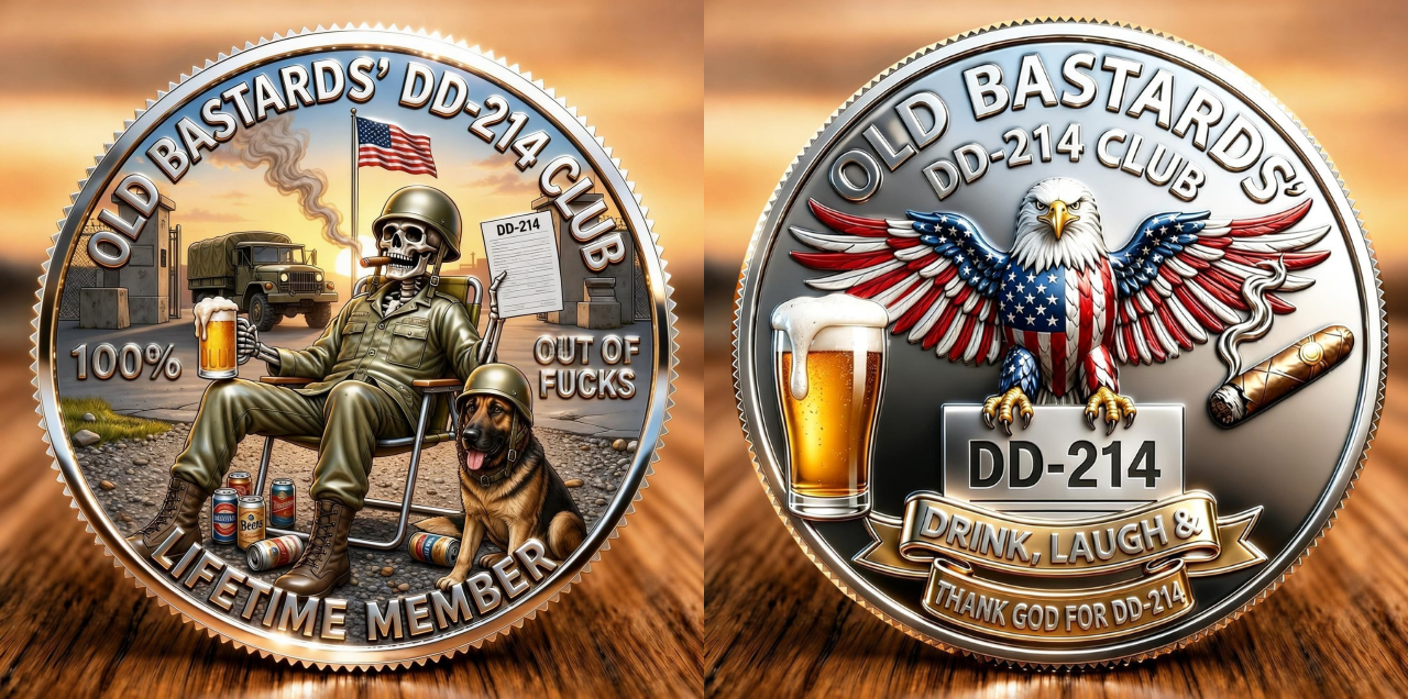🎖️ LAST DAY 60% OFF – DD-214 Old Bastards Club Veteran Challenge Coin