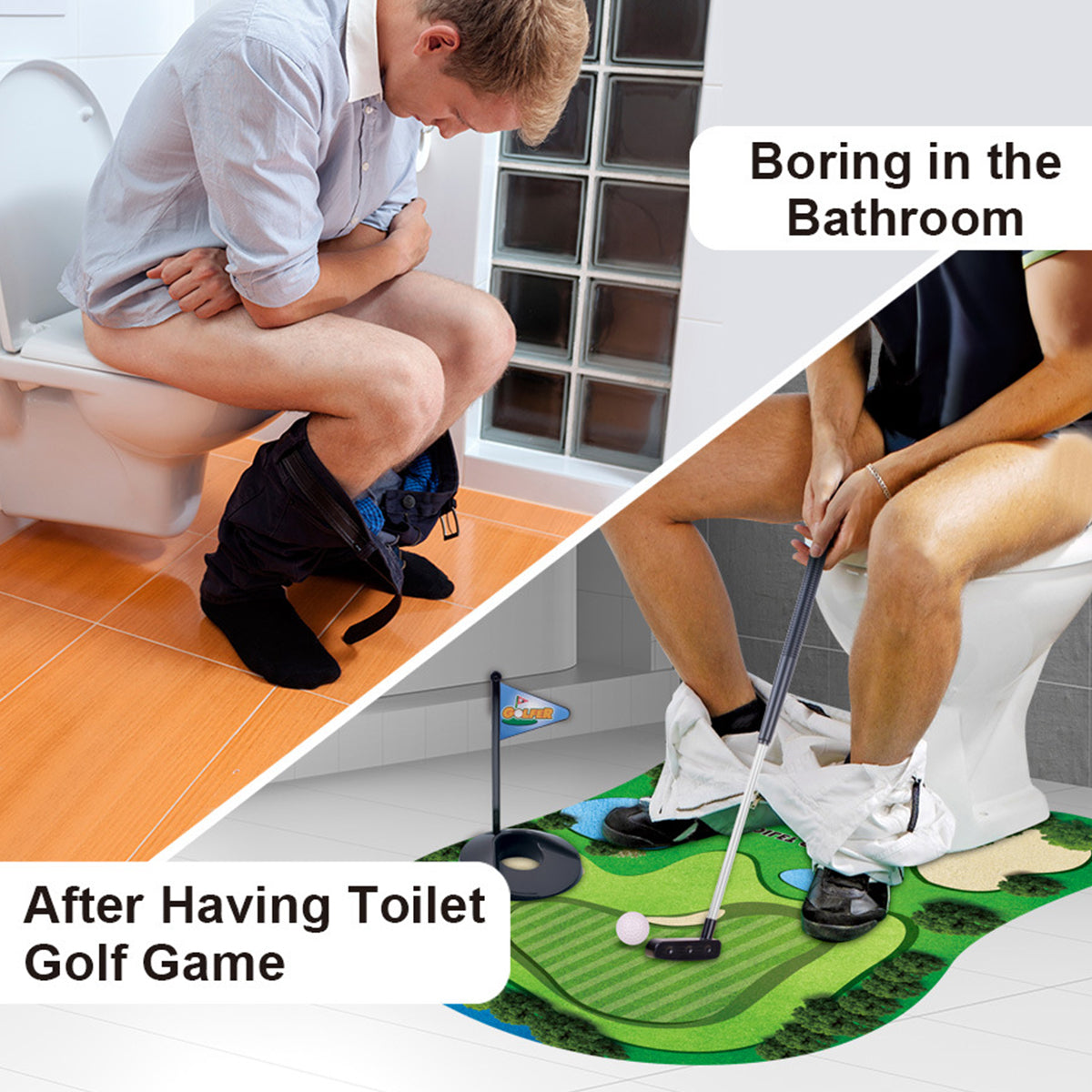 Mini Toilet Golf Game Creative Green Felt Golf Sport Set Portable Relax Mini Golf Practice Set Children Toy