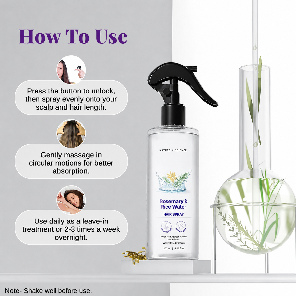 🌿 Bare Anatomy Rosemary Water Spray (200ml) | Hair Growth & Hair Fall Control | Enriched with Rice Water | Natural Extracts | Strengthens Roots & Nourishes Scalp | Fast Absorbing Non‑Greasy Mist | Daily Hair Care for All Types