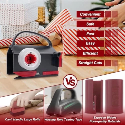 2-Pack Wrapping Paper Cutter and Tape Dispenser Tool for Straight Cuts