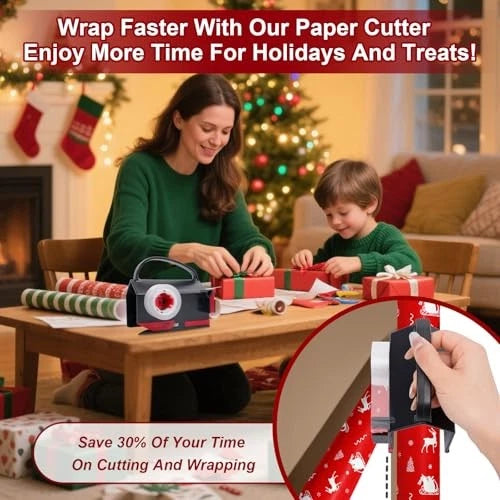 2-Pack Wrapping Paper Cutter and Tape Dispenser Tool for Straight Cuts